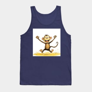 Cute Monkey Illustration Tank Top